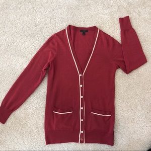 JCrew  Rust w/cream trim detail button cardigan